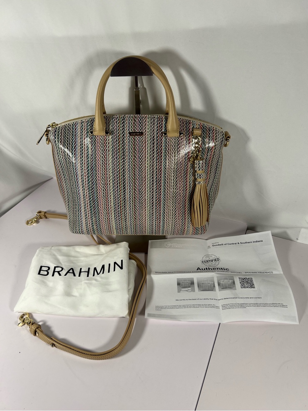 4093: Brahmin Multi Cardenas Duxbury Satchel Leather Crossbody